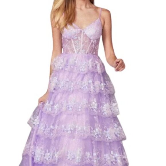 NWT Juliet Dresses JT2454K Tulle Prom Dres Lilac Size 2XL - Picture 1 of 6